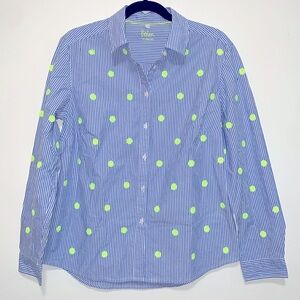 Boden The Classic shirt Button Down long sleeve woman size 6 Petite neon sequin